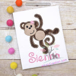 girl monkey applique, monkey applique, monkey embroidery, zoo animal embroidery, animal embroidery, animal applique