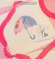 umbrella embroidery, umbrella applique, blanket stitch applique, 
