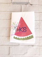 monogram embroidery, watermelon slice embroidery, summer embroidery, food embroidery, watermelon slice embroidery design