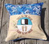toes in sand reading pillow design, beach reading pillow design, summer reading pillow design, applique design, akidzcreation