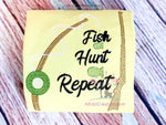 fishing embroidery design, hunting embroidery design, gun  embroidery design, sketch embroidery design