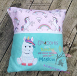 unicorn reading pillow, reading pillow saying, reading pillow embroidery design, reading pillow sayings, unicorn embroidery design, unicorn applique