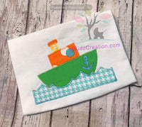 boat embroidery design, nautical embroidery, boat in water embroidery design, sea life embroidery, vehicle embroidery design, transportation embroidery design