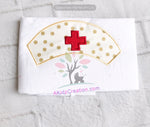 nurse hat applique, applique design, applique pattern, applique embroidery pattern, machine embroidery pattern, machine embroidery design, nurse week embroidery design, nurses week, medical embroidery design, first responder embroidery design