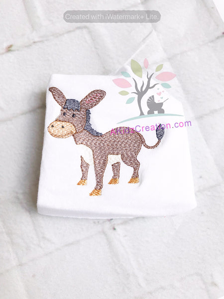 sketch donkey, donkey embroidery design, embroidery, machine embroidery, horse embroidery, jack ass embroidery