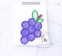 grapes applique, grapes embroidery design, fruit embroidery, fruit design, food embroidery,