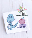 dinosaur embroidery design, dino embroidery design, machine embroidery dino design, apple embroidery design, motif filled apple embroidery design, apple design, wagon embroidery desgin, machine embroidery wagon design, school embroidery design, back to school embroidery design, sketch dino embroidery design, sketch dinosaur embroidery design