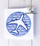 circle airplane embroidery design, plane embroidery design, air craft embroidery design, jet embroidery design, akidzcreation