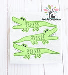 alligator embroidery design, animal embroidery design, reptile embroidery design, reptile trio embroidery design, gator applique, gator embroidery design