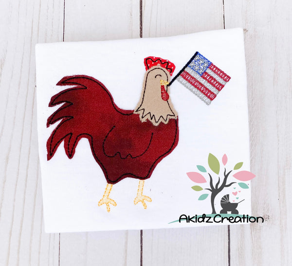 american embroidery design, american rooster embroidery design, rooster embroidery design, chicken embroidery design, 4th of july embroidery design, patriotic embroidery design