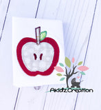 apple inside embroidery design, apple embroidery design, embroidery, machine embroidery, school embroidery, back to school embroidery