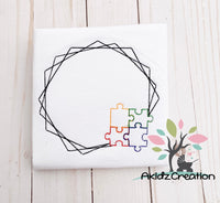 autism frame embroidery design, autism embroidery design, puzzle embroidery design, autism monogram embroidery design, frame embroidery design, monogram embroidery design