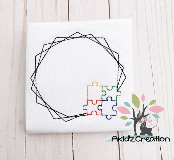 autism frame embroidery design, autism embroidery design, puzzle embroidery design, autism monogram embroidery design, frame embroidery design, monogram embroidery design