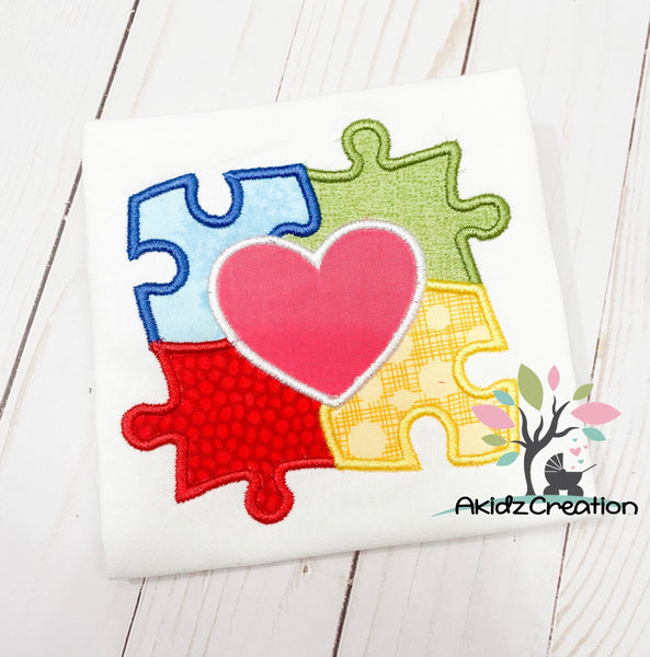 autism embroidery design, autism awareness embroidery design, autism puzzle applique, applique, machine embroidery applique, machine embroidery autism awareness design