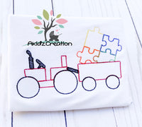 tractor embroidery design, quick stitch tractor embroidery design, autism tractor embroidery design, quick stitch autism tractor embroidery design, farm tractor embroidery design, puzzle embroidery design