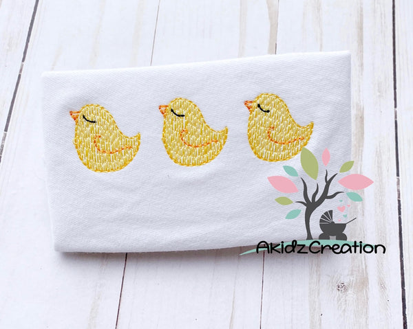 chick embroidery design, chicken embroidery design, easter embroidery design, sketch embroidery design, sketch chick embroidery design, trio embroidery design, chick trio embroidery design, bird embroidery design, animal embroidery design, spring embroidery design, spring bird embroidery design