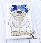bear in bandana embroidery design, bear embroidery design, bear applique, applique, machine embroidery applique, bear embroidery design, 