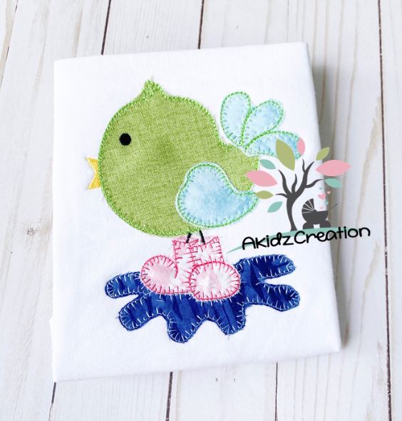 bird embroidery, water puddle embroidery, applique design, bird applique, bird embroidery, water embroidery, spring embroidery, spring applique design, bird applique, blanket stitch bird applique, bird embroidery design, bird applique