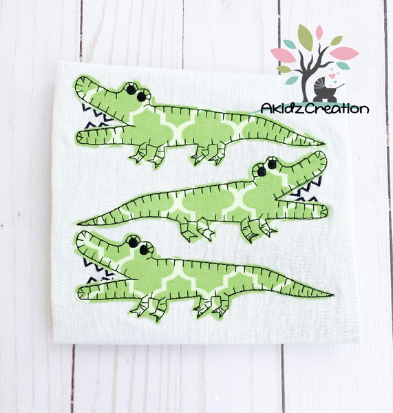 blanket stitch alligator embroidery design, alligator embroidery design, gator embroidery design, reptile embroidery design
