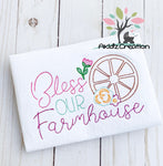 bless our farmhouse embroidery design, farmhouse embroidery design, flower embroidery design, vintage farmhouse embroidery design, flower embroidery design, 