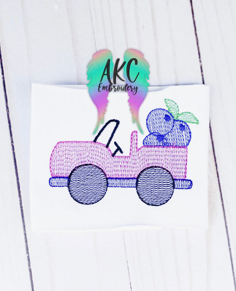 blueberry jeep embroidery design, blueberry embroidery design, jeep embroidery design, fruit embroidery design, vehicle embroidery design