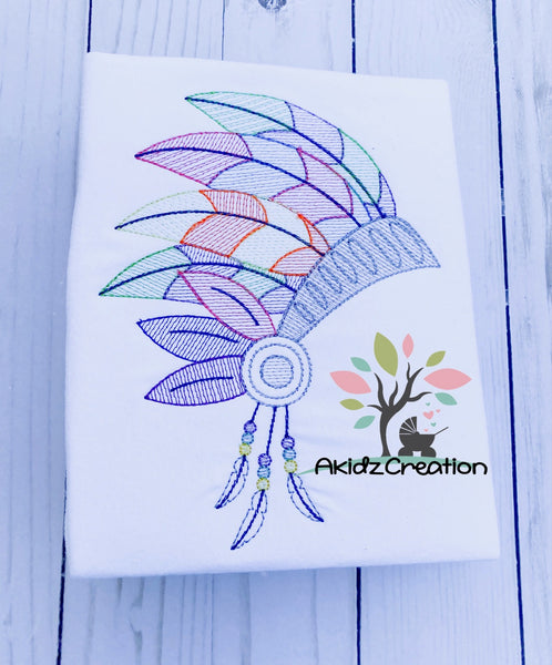 boho feather hat embroidery design, indian hat embroidery design, feather hat embroidery design, chief hat embroidery design, tribal embroidery design, boho embroidery design