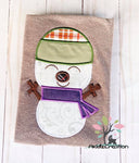 snowman embroidery design, snowman applique, satin applique, christmas embroidery design, winter embroidery design