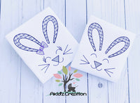 bunny face embroidery design, bunny sibling set embroidery design, motif filled bunny ears embroidery design, rabbit ears embroidery design, rabbit motif filled ears , easter embroidery design, spring embroidery design, sibling set embroidery design