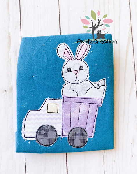 bunny embroidery design, rabbit embroidery design, bunny in a truck embroidery design, rabbit embroidery design, rabbit in a truck embroidery design, easter embroidery design, easter dump truck embroidery design, easter garbage truck embroidery design