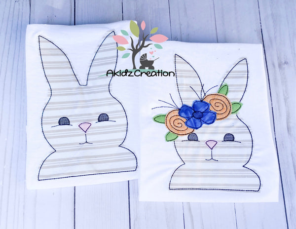 bunny embroidery design, rabbit embroidery design, easter embroidery design, bean stitch applique, floral bunny embroidery design