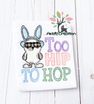 bunny embroidery design, rabbit embroidery design, spring embroidery design, easter embroidery design, too hip too hop embroidery design, motif filled bunny embroidery design, bunny with ear muffs embroidery design