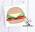 burger embroidery design, burger applique, hamburger applique, machine embroidery hamburger design, applique, machine embroidery bean stitch applique, bean stitch applique, 