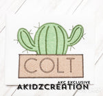 cactus embroidery design, cactus embroidery design, cactus monogram design, machine embroidery cactus design, cactus applique, cactus name box
