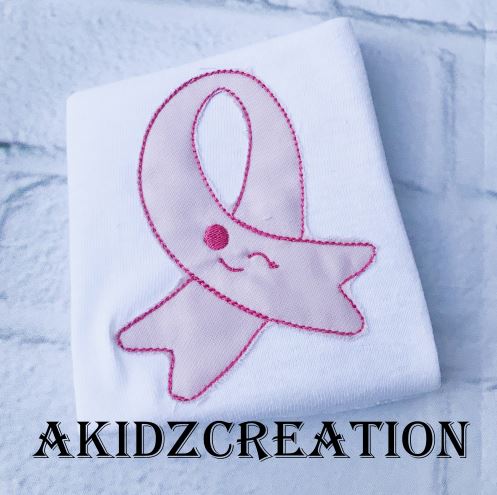 cancer ribbon embroidery design, cancer awareness embroidery design, machine embroidery, applique