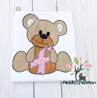 teddy bear embroidery design, cancer awareness teddy bear embroidery design, cancer ribbon embroidery design, teddy bear embroidery design, cancer ribbon applique, teddy bear applique, breast cancer awareness embroidery design