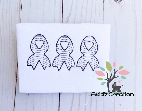 cancer ribbon embroidery design, cancer ribbon trio embroidery design, cancer awareness trio embroidery design, trio embroidery design