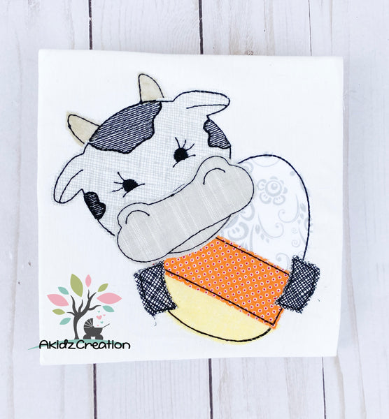 candy corn embroidery design, cow embroidery design, candy corn with cow embroidery design, halloween embroidery design, halloween cow embroidery design