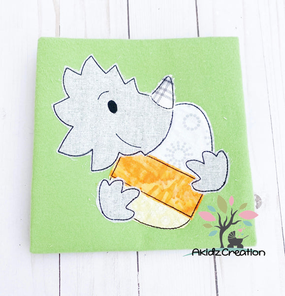 candy corn embroidery design, candy corn triceratops embroidery design, triceratops embroidery design, halloween embroidery design, dinosaur embroidery design, candy corn dinosaur embroidery design, rhino embroidery design, candy corn  