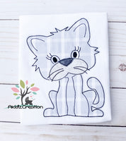 cat embroidery design, cat applique, bean stitch applique, feline embroidery design, animal embroidery design
