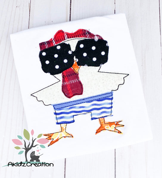 chicken embroidery design, rooster embroidery design, hen embroidery design, chicken in bathing suit embroidery design, rooster in bathing suit embroidery design, hen in bathing suit embroidery design, farm animal embroidery design, animal embroidery design