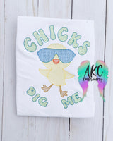 chicks dig me embroidery design, chick embroidery design, easter embroidery design, animal embroidery design
