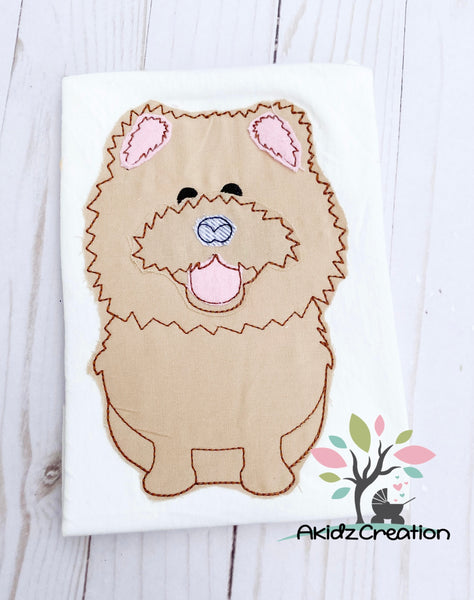 chow chow applique embroidery design, chow chow dog embroidery design, dog embroidery design, puppy embroidery design, animal embroidery design