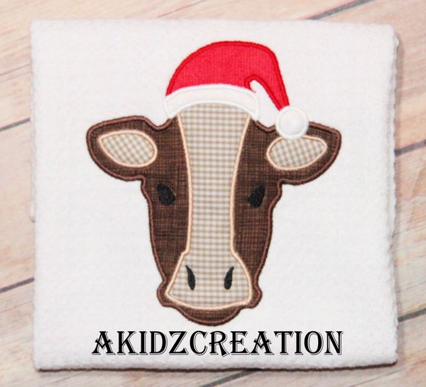 christmas cow embroidery design, cow embroidery design, christmas embroidery, akidzcreation