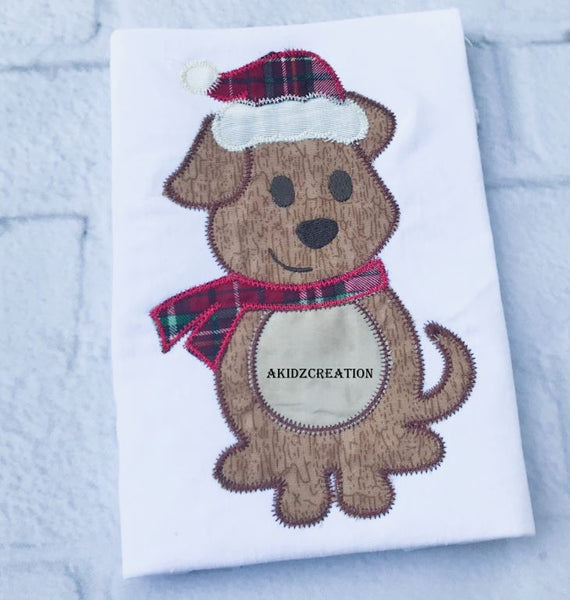 christmas dog embroidery design, dog embroidery design, winter dog embroidery design