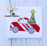 christmas embroidery design, christmas red truck embroidery design, christmas tree embroidery design, applique embroidery design, bean stitch applique, truck embroidery design