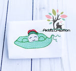 pea pod embroidery design, christmas embroidery design, christmas pea pod embroidery design, sketch embroidery design, sketch santa hat embroidery design, sketch pea pod embroidery design