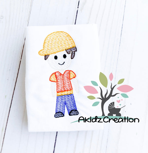construction worker sketch embroidery, sketch embroidery, machine embroidery, akidzcreation, construction worker with hard hat embroidery, construction hard hat embroidery design, construction worker embroidery design, sketch hard hat embroidery design