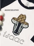 cow with hat embroidery design, cow embroidery design, cow applique, akidzcreation