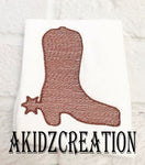sketch cowboy boot embroidery design, cowboy boot embroidery