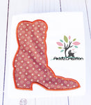 cowboy embroidery design, cowboy boot applique, applique, satin applique, boot applique, machine embroidery cowboy boot applique